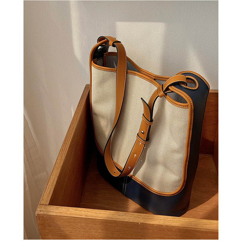 Sac fourre-tout personnalisé à une épaule et à blocs de couleurs, grande capacité 