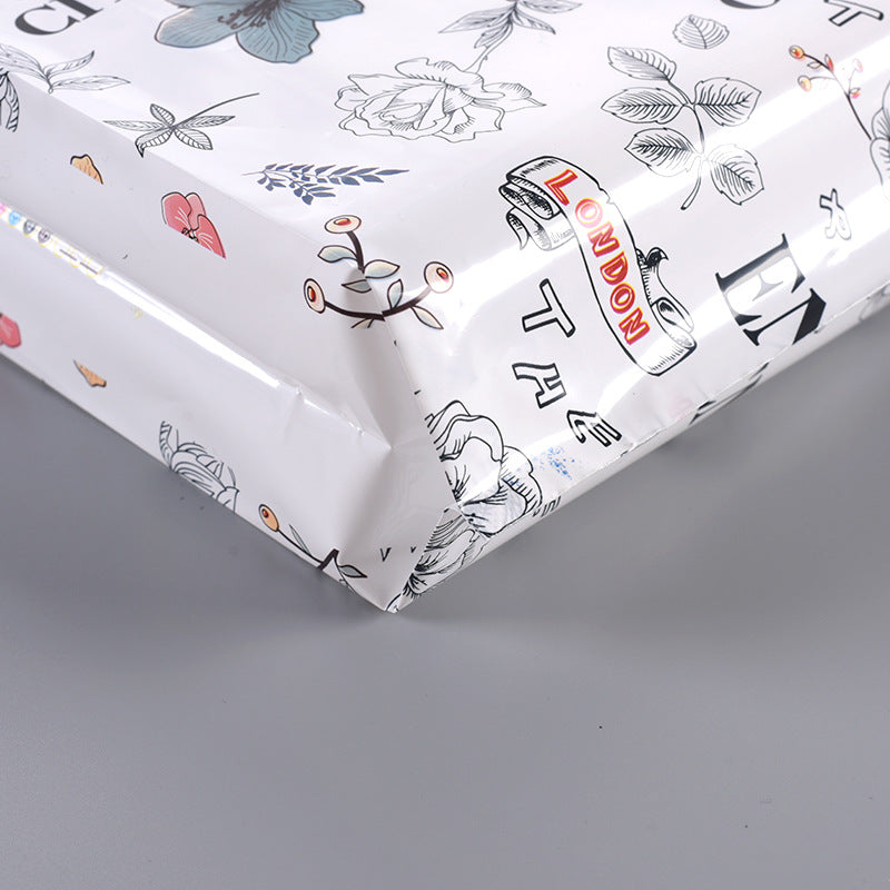 Simple Cartoon Floral Printing Plastic Gift Shopping Tote Bag