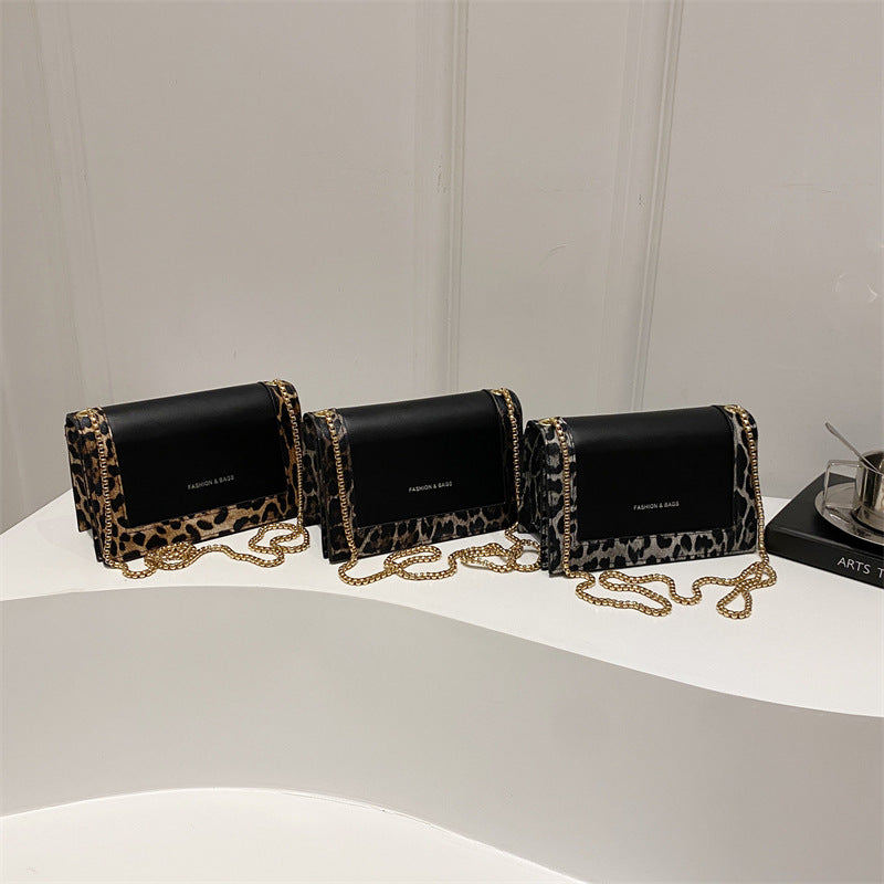 Mini sac à bandoulière carré à chaîne léopard tendance 
