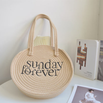 Holiday Leisure Embroidery Beach Photo Woven Bag