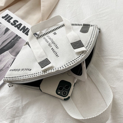 Sac à bandoulière en toile de grande capacité pour femme, motif de lettres, créatif et amusant, en forme de masque 