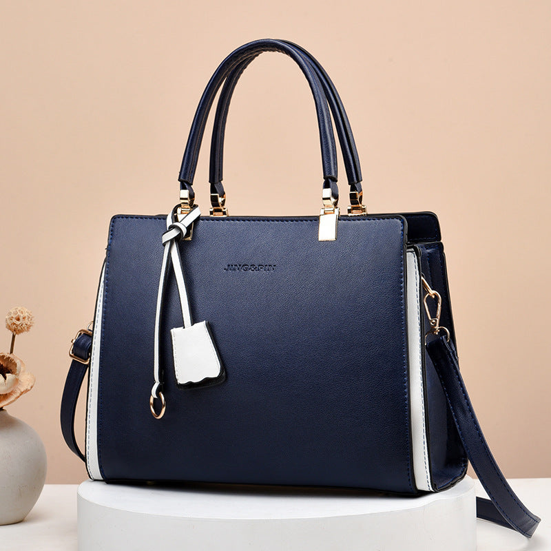 Women Fashion Square Large Capacity PU Handle Shoulder Bag