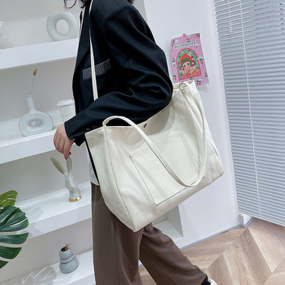 Fashion Women Large-Capacity Portable Tote Bag Simple College Student Canvas Shopping Bag