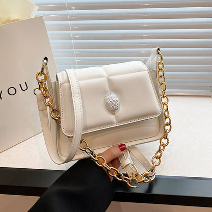 Women Fashion Solid Color Flap Chain Square PU Crossbody Bag