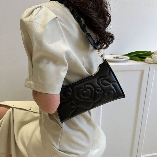 Sac à main tendance en forme de cœur pour femme, couleur unie 