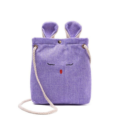 Women Cute Rabbit Shape Design Linen Crossbody Bag