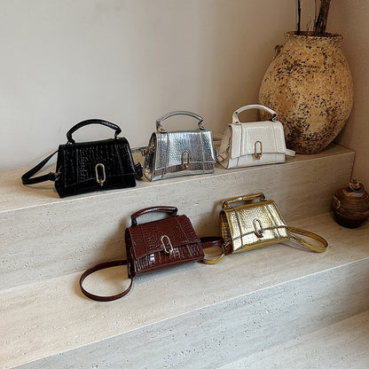 Fashion Solid Color Stone Pattern Shoulder Bag