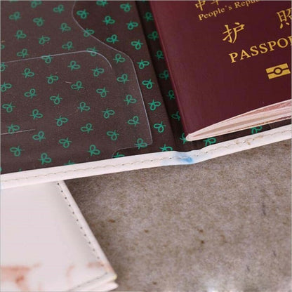 Fashion Passport Cover PU Marble Style Travel ID Credit Card Passport Holder Purse Bag