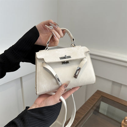 Sac à bandoulière carré en PU pour femme, simple et tendance, avec rabat et fermeture éclair 