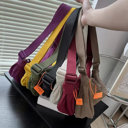 Women Casual Solid Color Waterproof Lightweight Dumpling Shaped Crossbody Bag