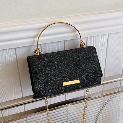 Sac à bandoulière carré à rabat fin et chaîne pour femme, tendance été 