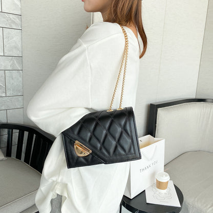 Sac à bandoulière en PU de couleur unie avec boucle à rabat pour femme 