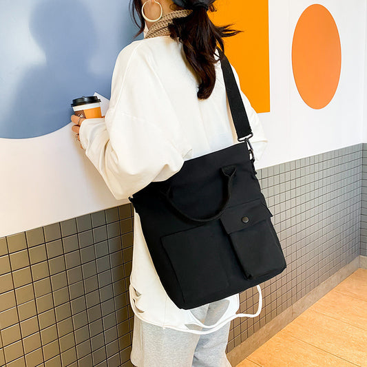 Women Casual Basic Pocket Design Large Capacity Canvas Crossbody Bag