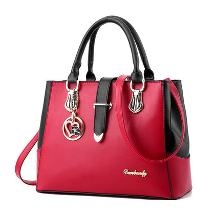 Women Fashion Casual Color Contrast Large Capacity Handbag