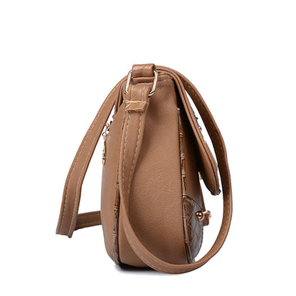 Women Vintage Flap Buckle Design PU Crossbody Bag