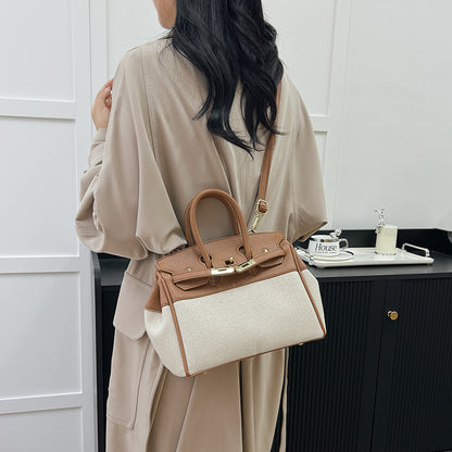 Sacs à main élégants en toile de grande capacité avec contraste de couleurs 