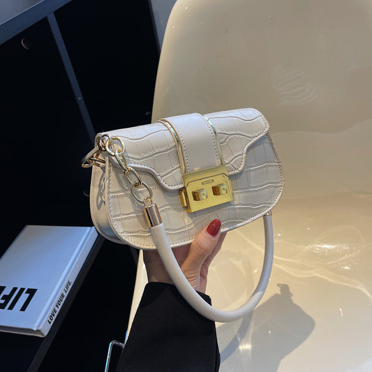 Sac à bandoulière à rabat simple et tendance pour femme, motif pierre 