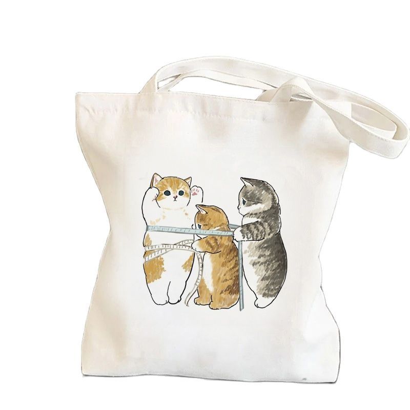 Sac fourre-tout en toile grande capacité pour femme, décontracté, motif dessin animé 