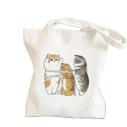 Sac fourre-tout en toile grande capacité pour femme, décontracté, motif dessin animé 
