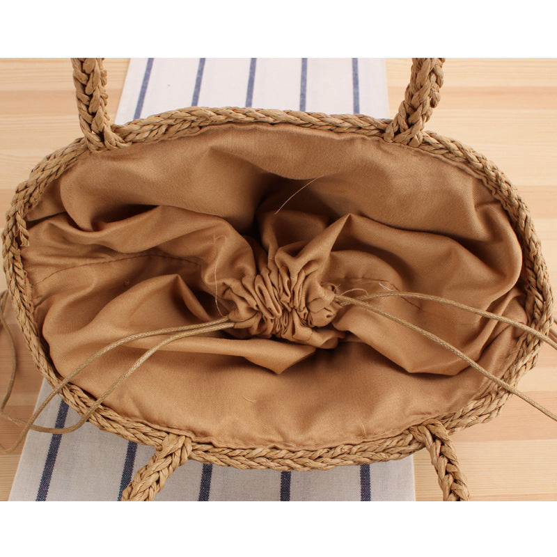 Sac à main tissé en paille pour femme, style Mori, simple, idéal pour les vacances 