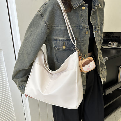 Women Fashionable Simple Solid Color Large Capacity PU Tote Bag