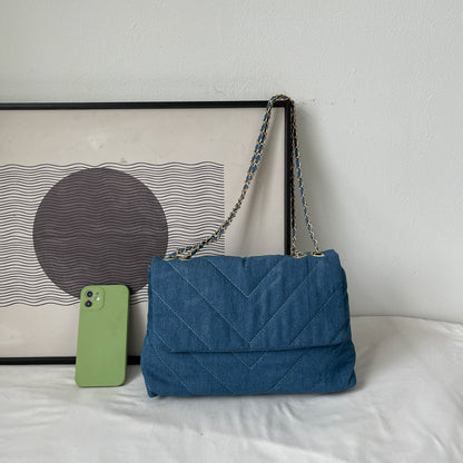 Simple And Stylish Large Capacity Denim Shoulder Bag
