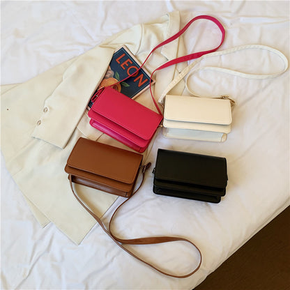 Simple Solid Color Flip Square Shoulder Bag