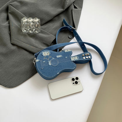 Sac à bandoulière en denim pour guitare, style créatif 