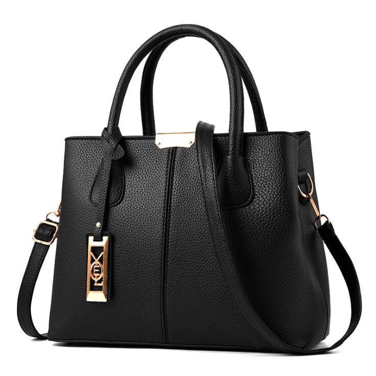 Women Fashionable Large Capacity Square PU Handle Shoulder Bag