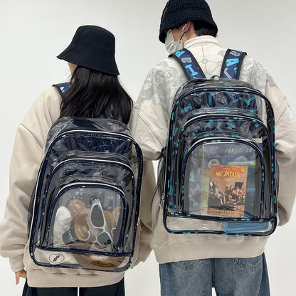 Fashion Large Capacity Graffiti Clear Pvc Backpack