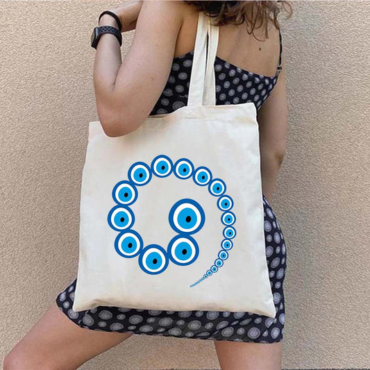Fashion Evil Eye Printed Canvas Bag