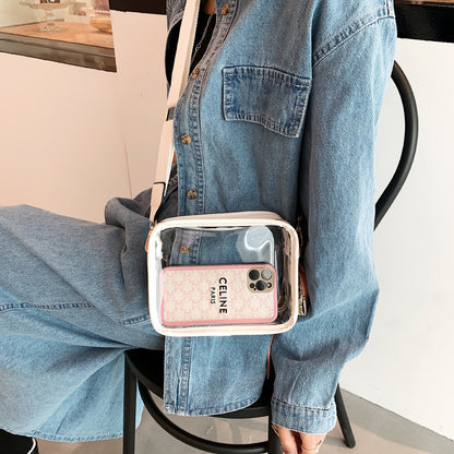 Women'S Fashion Transparent Clear Wide Strap Crossbody Bag