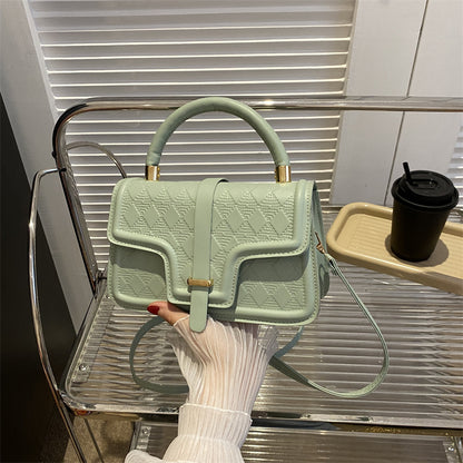 Sac à bandoulière carré en PU à rabat rhomboïde de couleur unie pour femme 