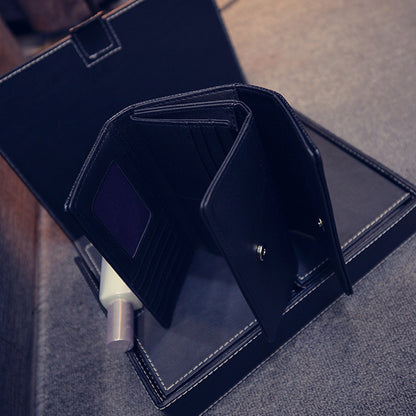 Women'S Fashion Pop Punk Stud Rivet Long Double Cover Coin Purse