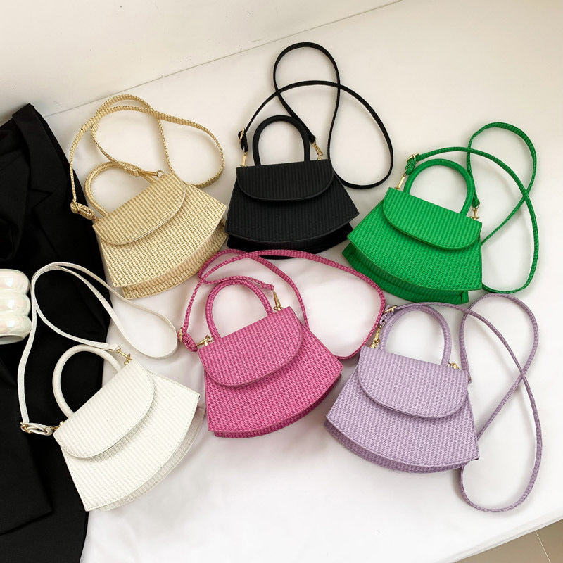 Sac à bandoulière incurvé de couleur unie pour femme 