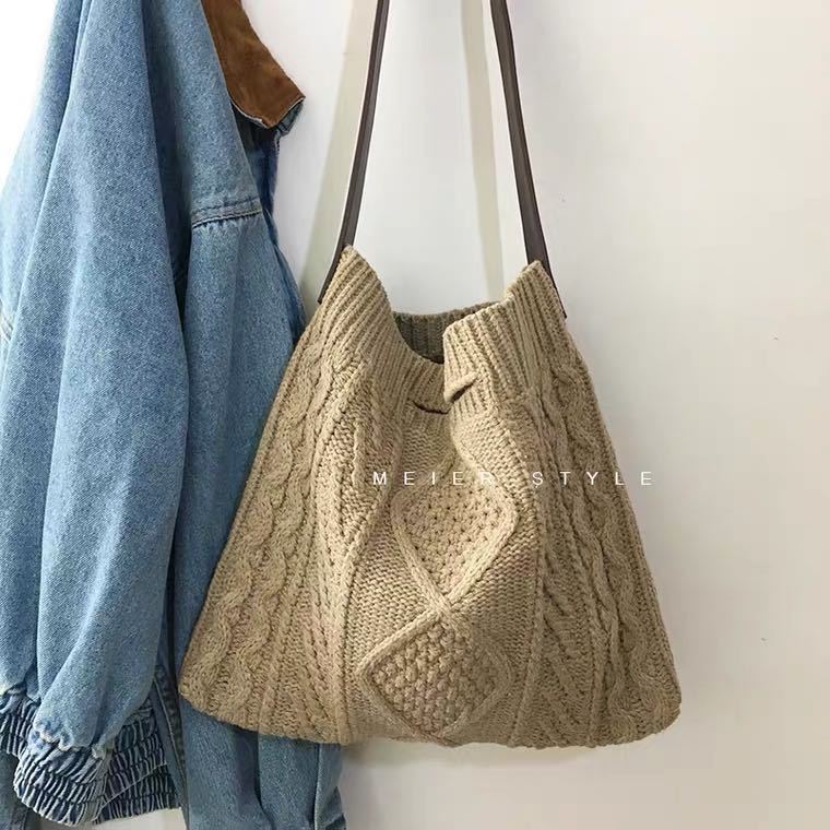 Women'S Fashion Retro Wool Knitted Shoulder Bag