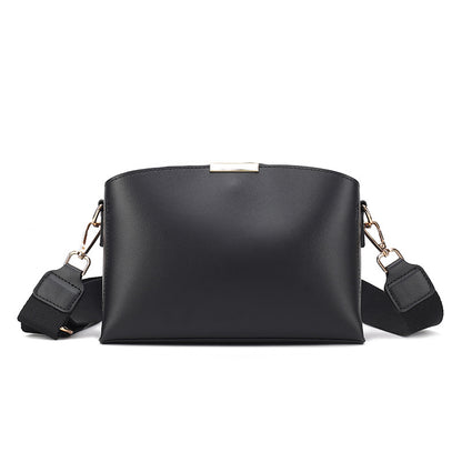 Women Casual Simple Solid Color Wide Strap Zipper Crossbody Bag