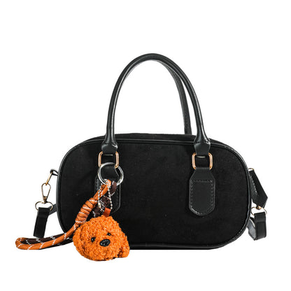 Women Fashion Casual Oval Suede Ornament Handbag