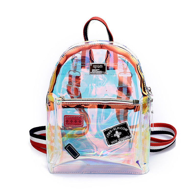 Women Creative Laser Jelly Clear Backpack Crossbody Handle Bag