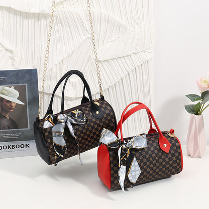 Sac à bandoulière vintage à chaîne imprimée de grande capacité