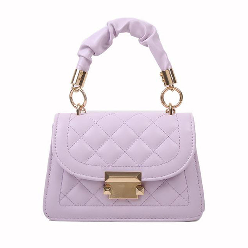 Sac à bandoulière en PU pour femme, motif à rabat et boucle, couleur unie, coutures en losange 