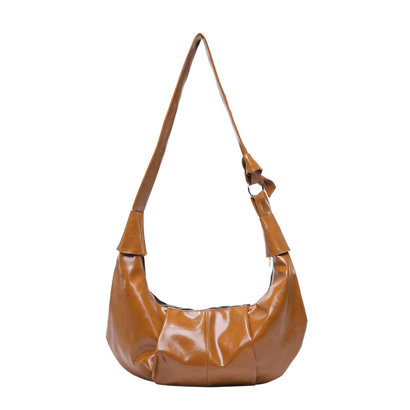 Sac à bandoulière plissé rétro décontracté pour femme, grande capacité, en forme de boulette 