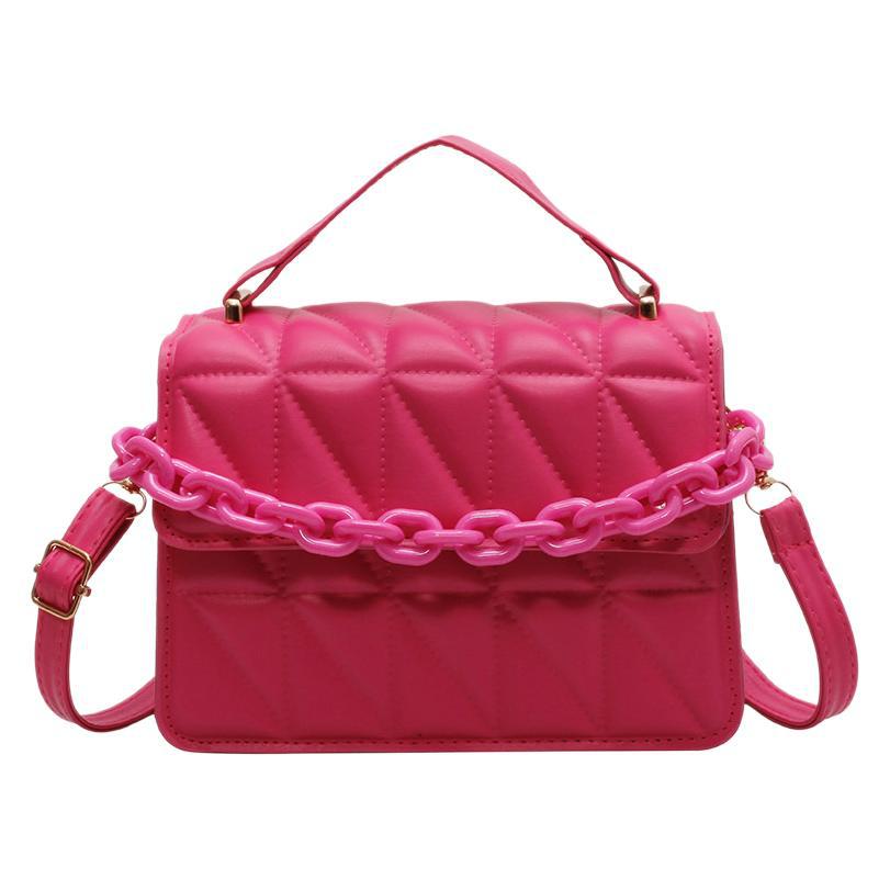 Petit sac à main carré rétro tendance avec chaîne rhomboïdale 