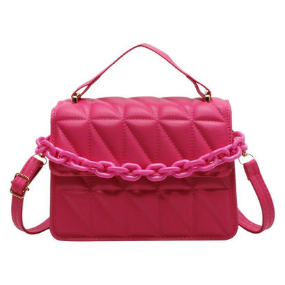 Petit sac à main carré rétro tendance avec chaîne rhomboïdale 