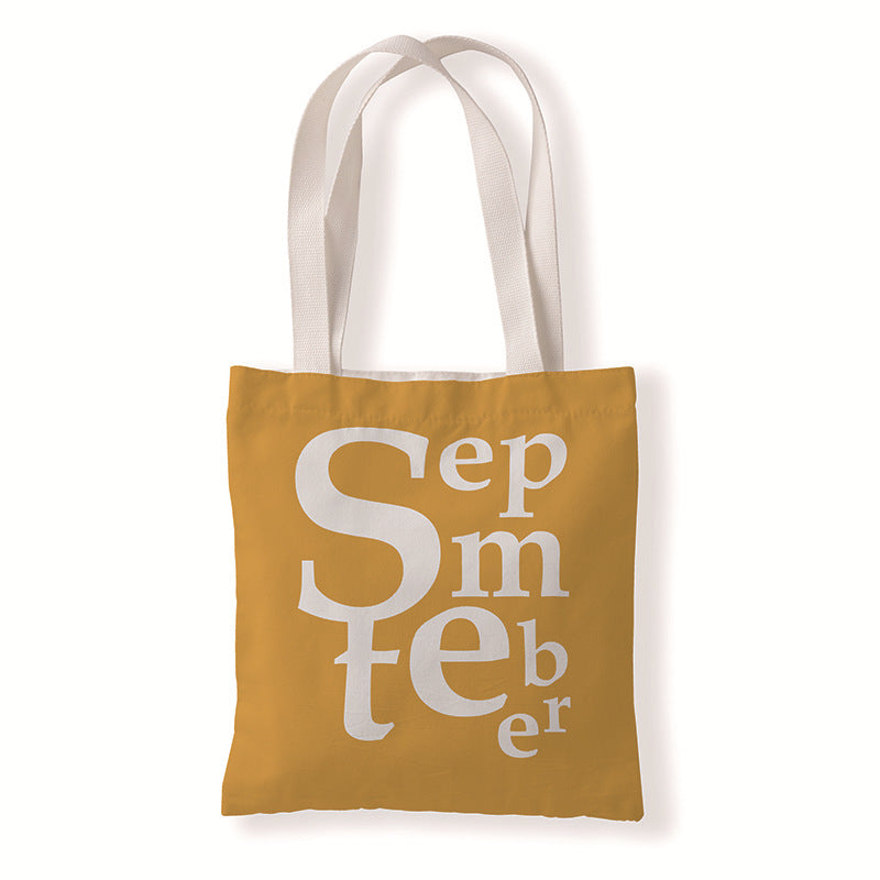 Women Fashion Creative Color Letter Month Canvas Tote Bag