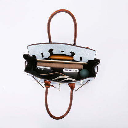 Women Fashion Casual Contrast Color Large Capacity Handbag