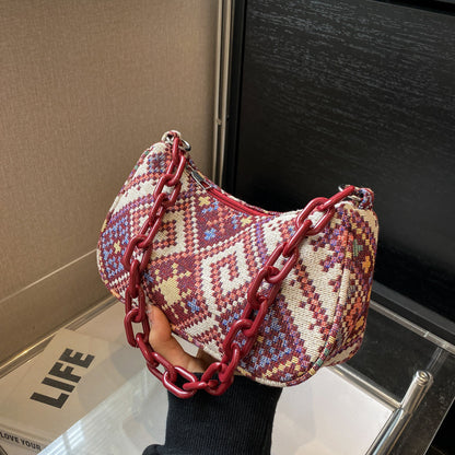 Spring Ethnic Style Canvas Large Capacity Bag Women 2023 Fashion Fashion One Shoulder Casual Simple Small Square Bag