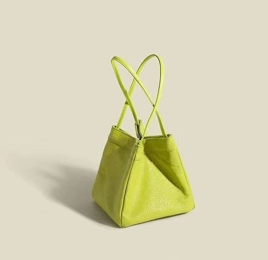 Mini sac seau pochette décontracté en PU de couleur unie pour femme 