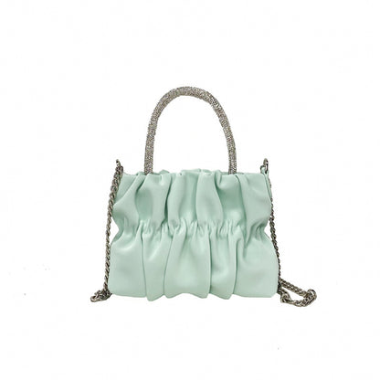 Women Fashion Pleated Cloud Solid Color Chain Handbag