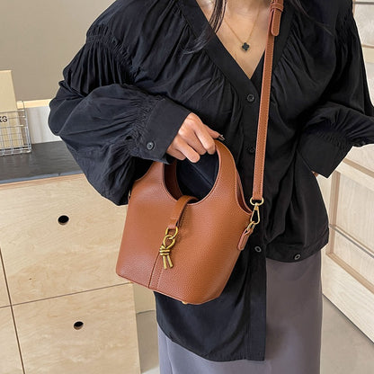 Sac seau portable de couleur unie à la mode 